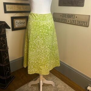 Liz Claiborne Lime Green and White A-Line Skirt